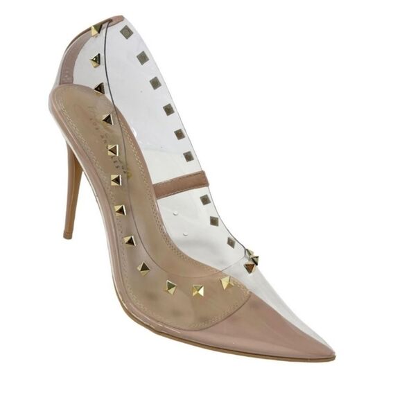 Fashion Nova Clear Studded Pointed Heels Size 7 - Picture 1 of 9